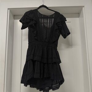 LoveShackFancy Black Natasha Heritage Mini Dress